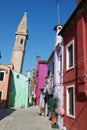 Typical street of Burano island near Venice