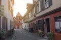 Typical street with colorful houses characteristic of Alsace Royalty Free Stock Photo