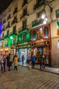 Typical street in gothic quarter at night, in Barcelona, Catalonia, Spain Royalty Free Stock Photo