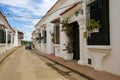 Typical street and historic white buildings of Santa Cruz de Mompox, Colombia, World Heritage Royalty Free Stock Photo