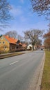 Typical street of the historical small town of Curonian spit, Lithuania Royalty Free Stock Photo