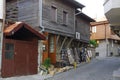 Typical street and houses in the old town of Nesebar