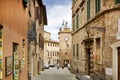 Typical street in small Tuscany town Montepulciano.