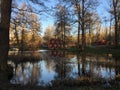 A typical swedish house alongside a small pond in winter Royalty Free Stock Photo