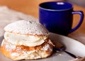 Typical swedish semla, sweet cream. Royalty Free Stock Photo