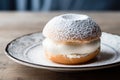 Typical Swedish semla with sweet cream. Generative AI Royalty Free Stock Photo