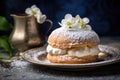 Typical Swedish semla with sweet cream. Generative AI Royalty Free Stock Photo