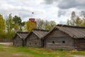 Typical swedish wooden houses - farmhouse yard,