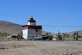 Typical for Tibet small white stupa in the place of power and worship not far from the lake Seling. China