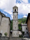 Typical Ticino stone church in Sonogno, Verzasca Valley, Switzerland. Royalty Free Stock Photo