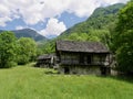 Typical Ticino stone houses in Verzasca Valley, Switzerland. Royalty Free Stock Photo