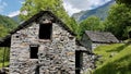 Typical Ticino stone houses in Verzasca valley, Switzerland. Royalty Free Stock Photo