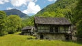 Typical Ticino stone houses in Verzasca valley, Switzerland. Royalty Free Stock Photo