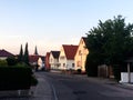 A typical town in Germany, with traditional house in a sunset scene