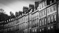 Typical townhouses in Bath England in black and white