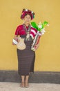Traditional and cultural costume of cajola, typical mayan mam indigena Royalty Free Stock Photo