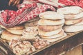 Typical traditional Moroccan bread sesame seeds on street food s