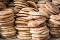 Typical traditional Moroccan bread on street food stall, Marrakesh, Morocco