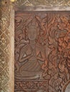 Typical traditional pattern ornaments, tree, human, animals and goddes figure for buddhism temple decoration