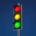 Typical traffic light shows red, yellow and green