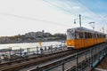 Typical yellow tram on Budapest Royalty Free Stock Photo