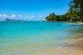 Typical tropical beach Mauritius. Relaxing on remote Paradise beach,typical tropical beach at Mauritius island Royalty Free Stock Photo