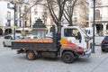 Typical truck of the Repsol energy company used for home delivery of butane gas bottles Royalty Free Stock Photo