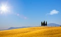 Typical Tuscany countryside landscape; sunset over rolling hills Royalty Free Stock Photo