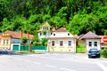 Typical urban landscape. House and street in Schei cvartal in south of the city Brasov, Transylvania Royalty Free Stock Photo