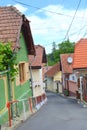 Urban landscape. Typical House and street in Schei cvartal in south of the city Brasov, Transylvania Royalty Free Stock Photo