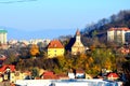 Typical urban landscape in the city Brasov. Aerial view. Royalty Free Stock Photo