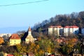 Typical urban landscape in the city Brasov. Aerial view. Royalty Free Stock Photo