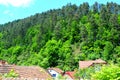 Typical urban landscape. House and plants in Schei cvartal in south of the city Brasov, Transylvania Royalty Free Stock Photo