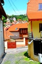 Typical urban landscape. House and street in Schei cvartal in south of the city Brasov, Transylvania Royalty Free Stock Photo