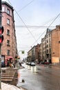 Russia, St. Petersburg, January 2020. Winter view of Kuibyshev street in the city center. Royalty Free Stock Photo