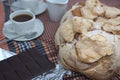 Typical valencia snack at Easter, panquemao, coffee and chocolate Royalty Free Stock Photo