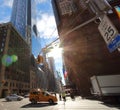 Typical view of city crossroads in this case 7th with 57th ave in NY city.