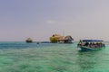 A typical view in the Rosario islands in Colombia. Royalty Free Stock Photo