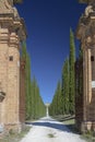 Typical villa in the Italian countryside. Road with cypresses Royalty Free Stock Photo