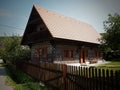 Painted Village of CICMANY - SLOVAKIA-beautiful picturesque village where there are nice wooden houses with painted Royalty Free Stock Photo