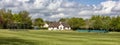 Typical village cricket ground in The Cotswolds, Gloucestershire, England, UK Royalty Free Stock Photo