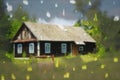 Typical village house with blur effect Royalty Free Stock Photo