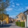 Typical village houses in a small swedish town Trosa. Royalty Free Stock Photo