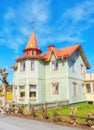 Typical village houses in a small swedish town Trosa Royalty Free Stock Photo