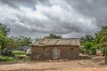 Typical village view, traditional terracotta house with zinc plate cover