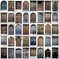 Typical vintage wooden doors collage Royalty Free Stock Photo