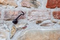 Typical wall made of stones and bricks of ancient Italian house Royalty Free Stock Photo