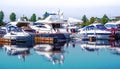 Typical waterfront community of luxury boats in the river Royalty Free Stock Photo