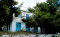 Typical white blue Greek house