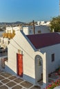 Typical White orthodox church in Mykonos, Cyclades, Greece